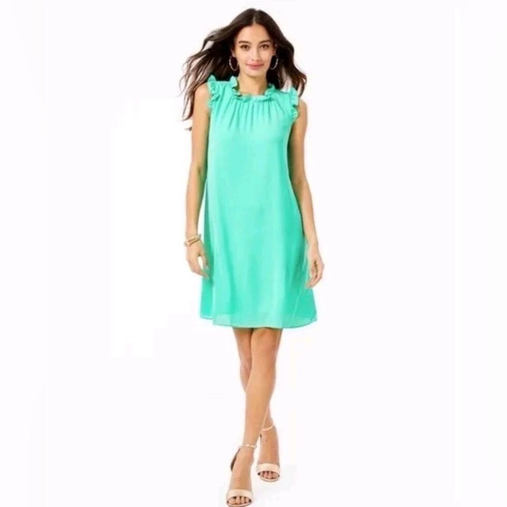 Lilly Pulitzer - Green Talisa Ruffled Collar Shift Dress